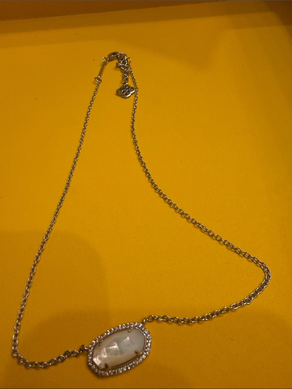 Kendra Scott Delicate White Mother of Pearl & CZ Pendant Necklace